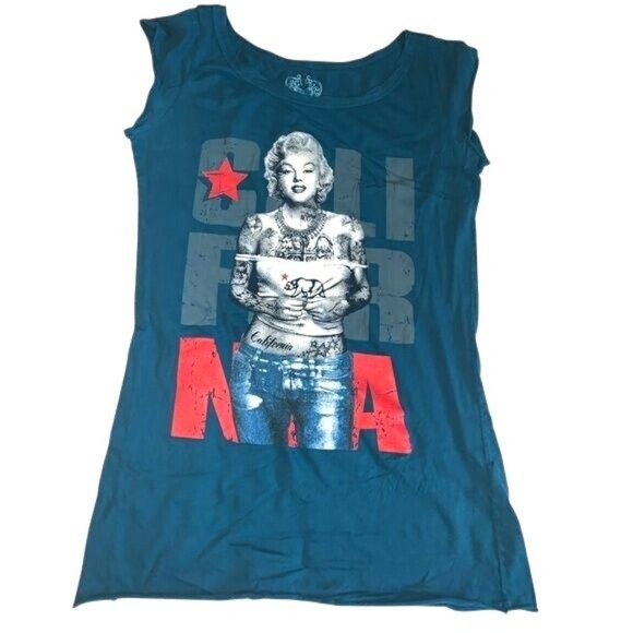 Grace Petra California Tattoo Marilyn Monroe Graphic Tee Womens M - Picture 1 of 6